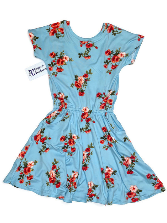 Girls Romper Style Dress with Pockets