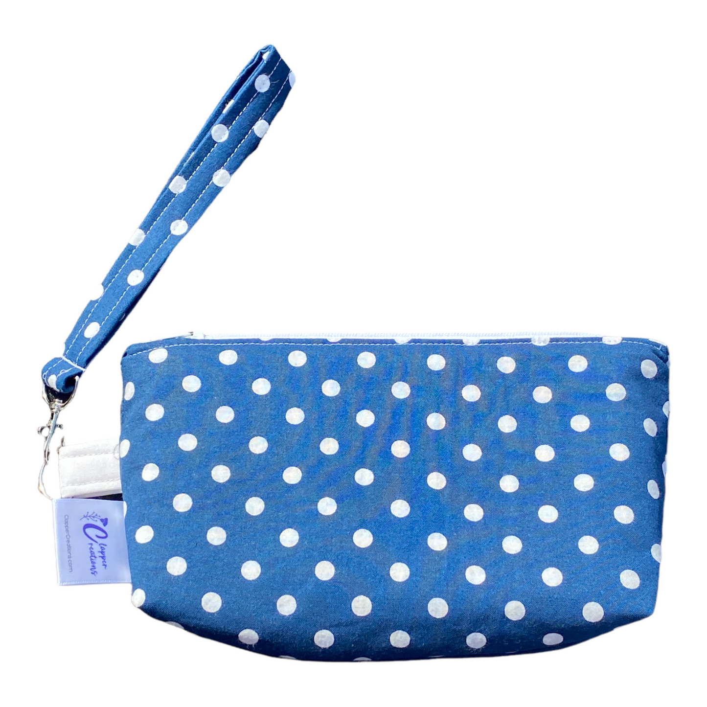 Wristlet Wallet - Navy Dots